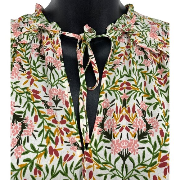 Ann Taylor Loft Women Small Floral Sleeveless Tie-Neck Blouse Top Key Hole New - Picture 3 of 9